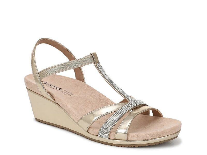 ライフストライド レディース シューズ サンダル LifeStride Mimosa Wedge Sandalight Gold ゴールド 14,454円