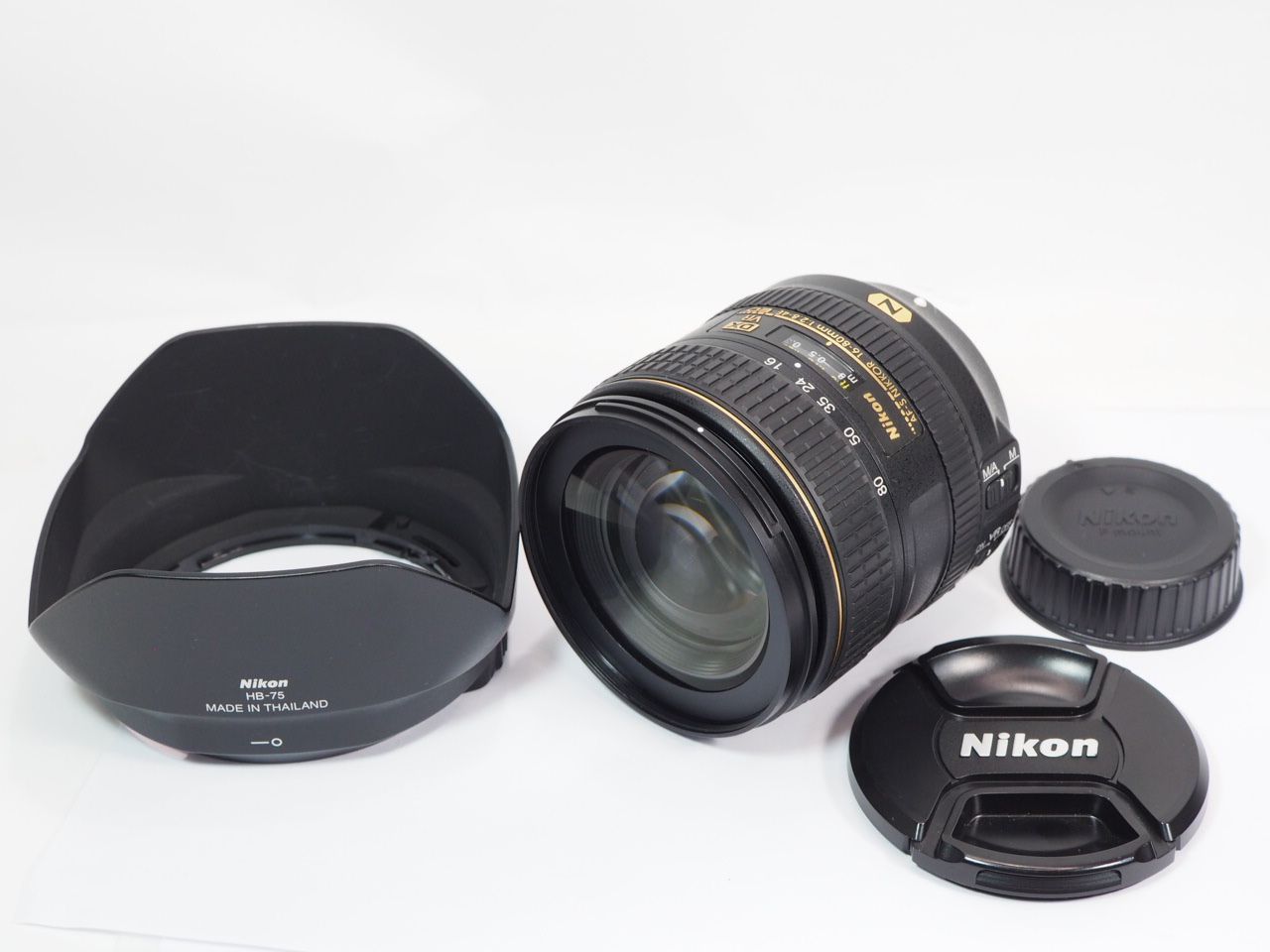 送料無料 Nikon AF-S DX 16-80mmF 2.8-4E ED VR ナノクリスタル フード付き ニコン 管NI9636