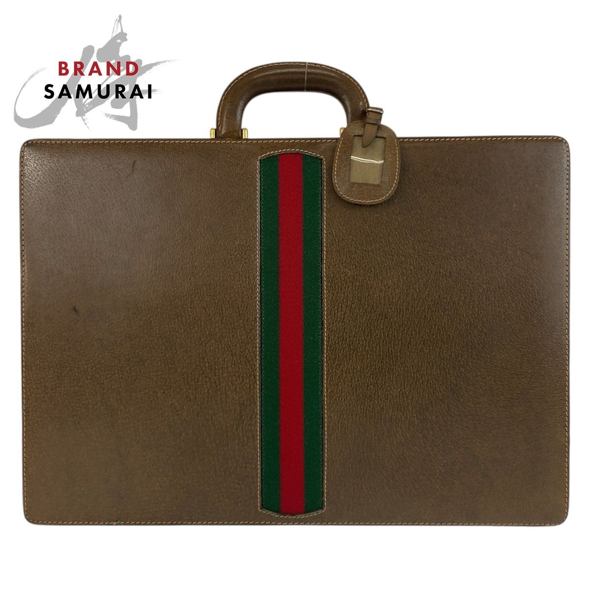 美品 GUCCI グッチ ヴィンテージ シェリーライン ブラウン レザー 20