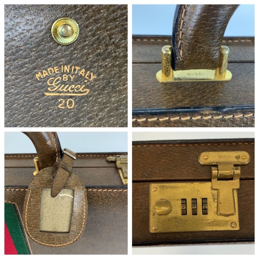 美品 GUCCI グッチ ヴィンテージ シェリーライン ブラウン レザー 20