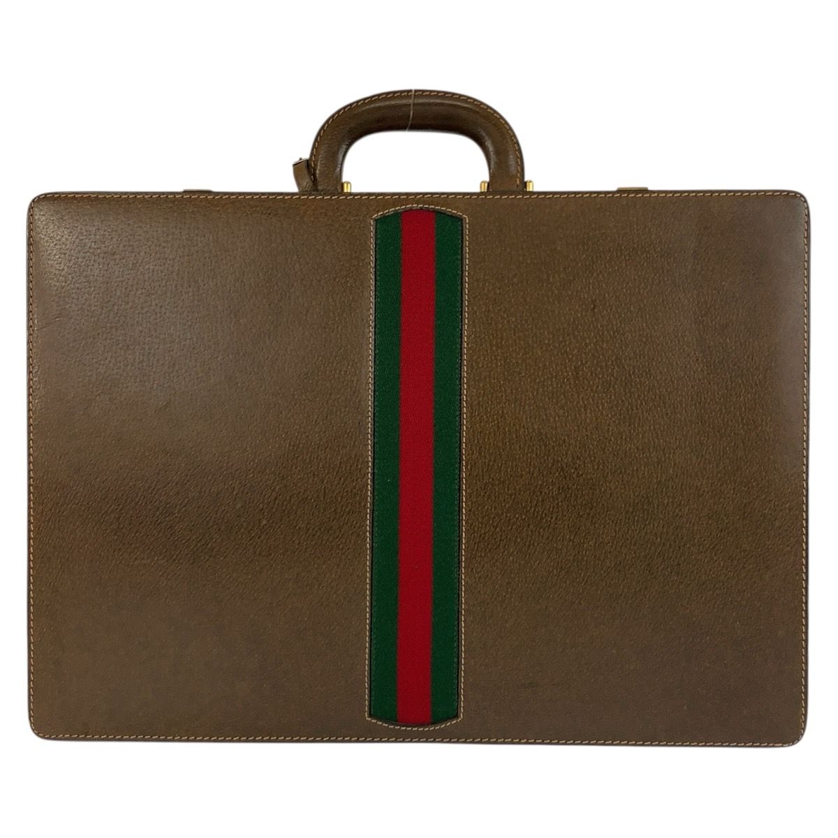 美品 GUCCI グッチ ヴィンテージ シェリーライン ブラウン レザー 20
