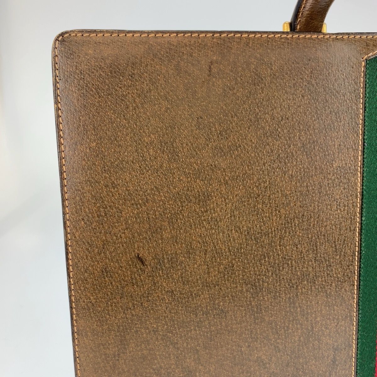 美品 GUCCI グッチ ヴィンテージ シェリーライン ブラウン レザー 20