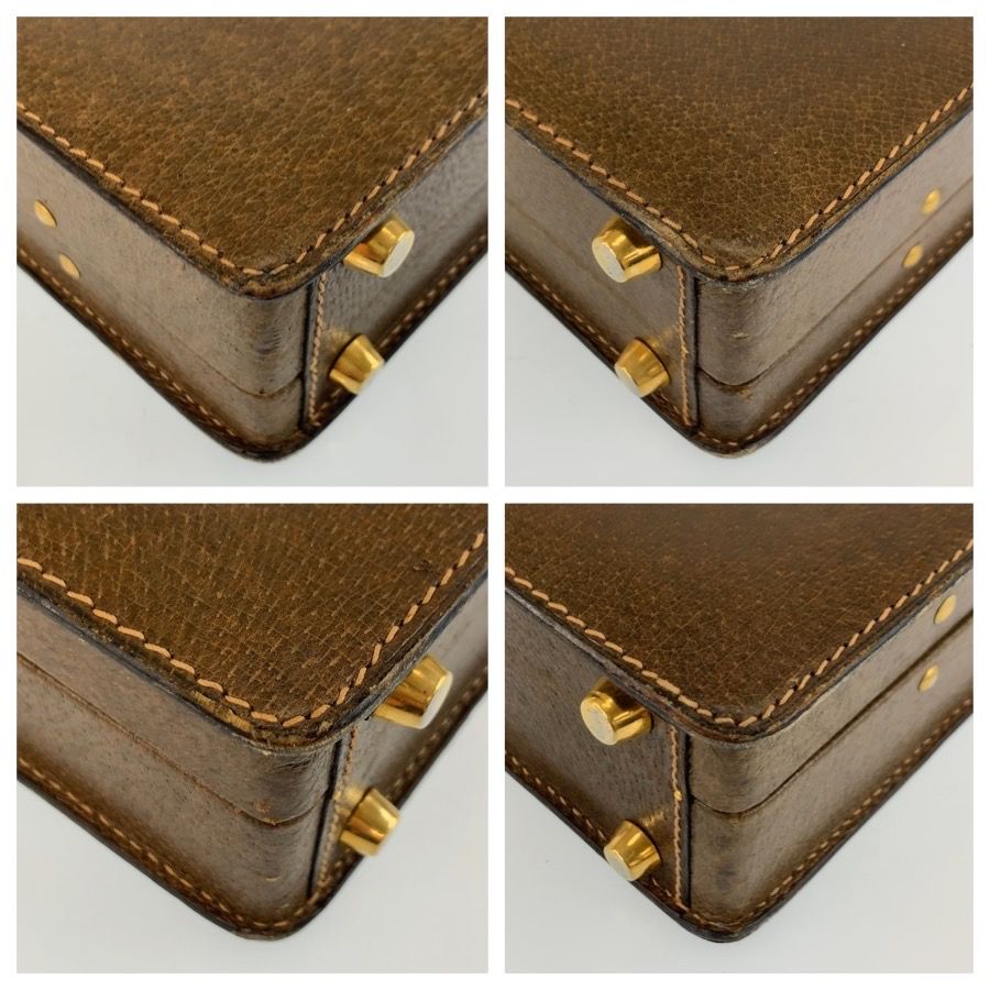 美品 GUCCI グッチ ヴィンテージ シェリーライン ブラウン レザー 20