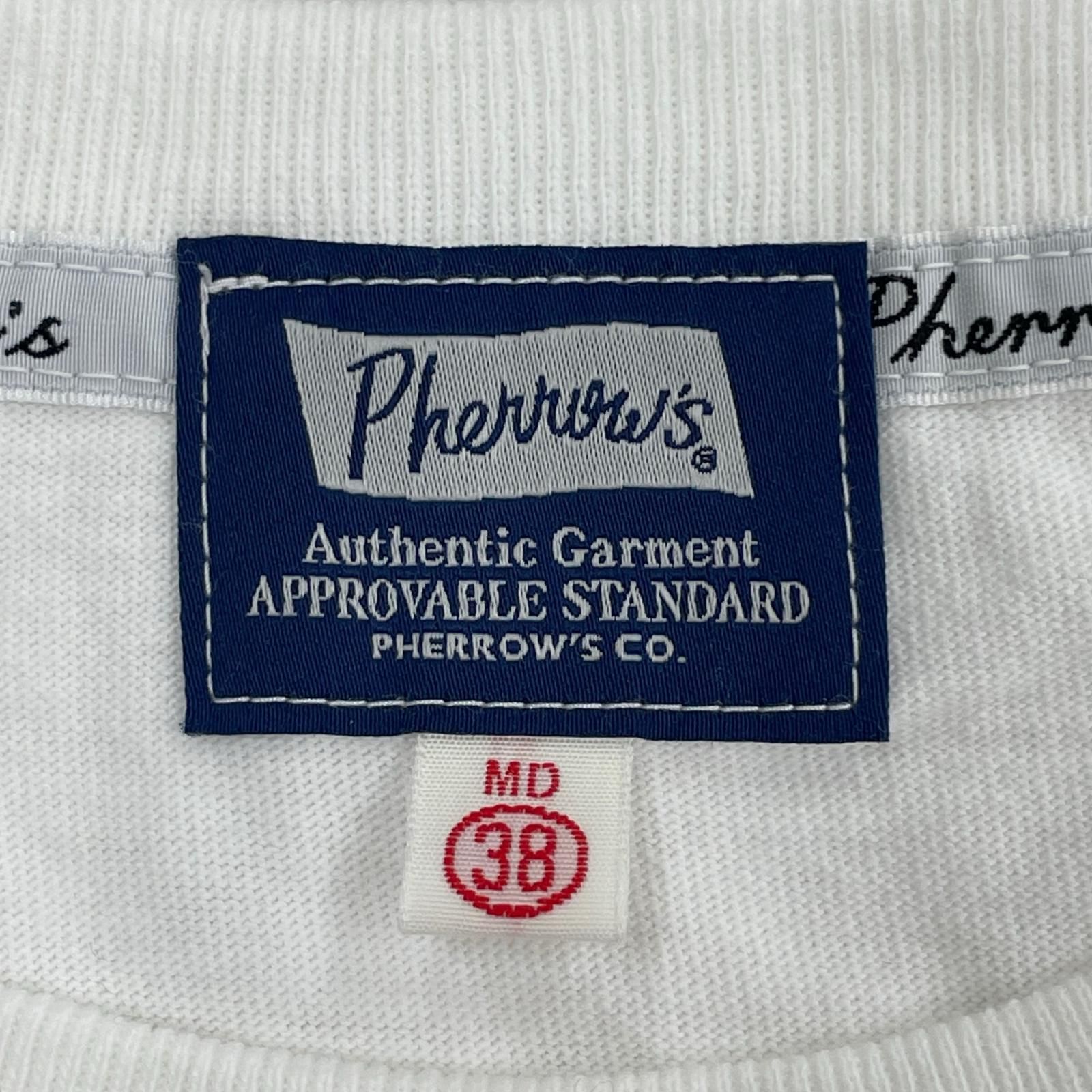 エルフ・モール公式アカウント03　　　　　　　　　　Pherrow’s Pherrow's フェローズ クルーネック半袖Tシャツ size38/ホワイト