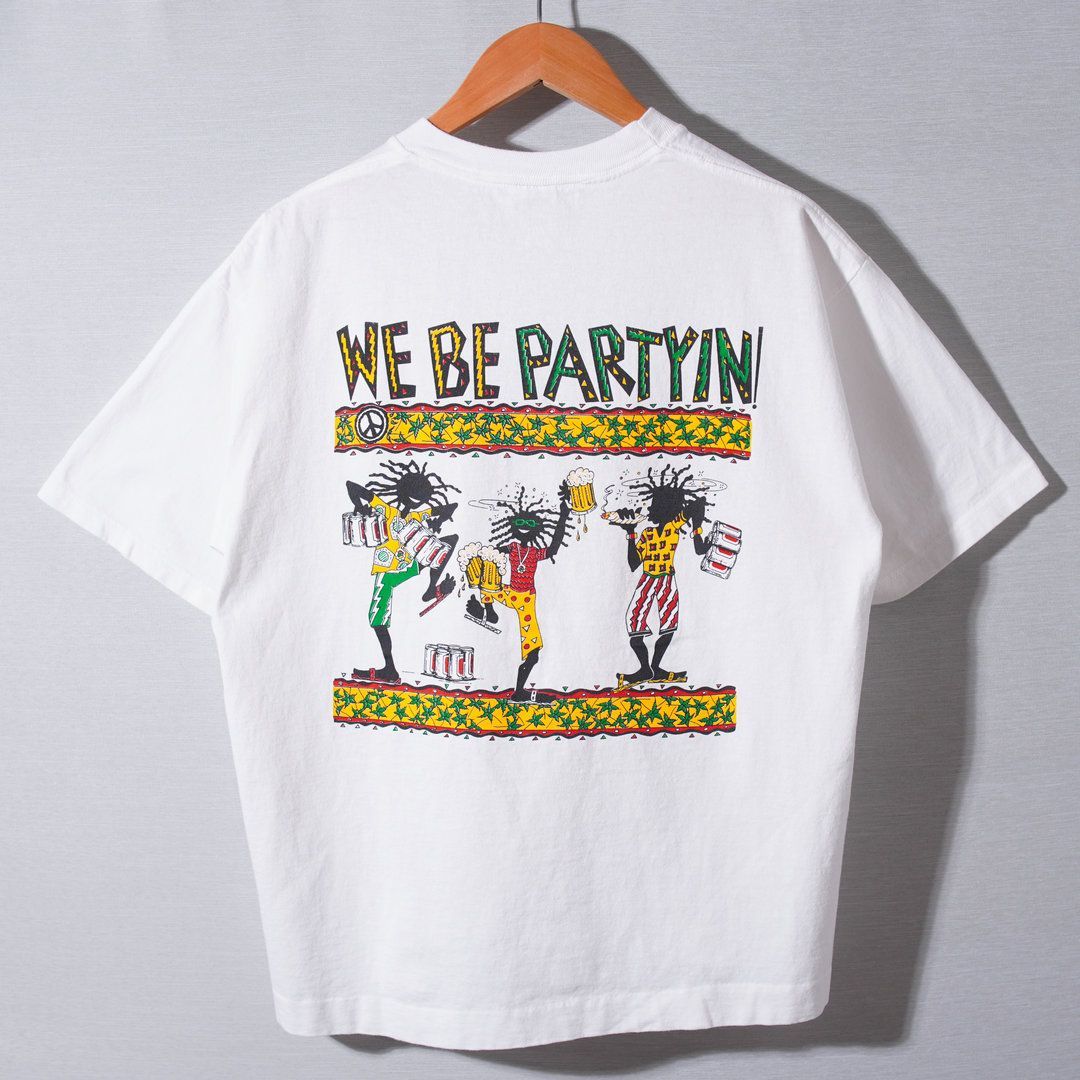 【極上品】80s-90s NKOTB ヴィンテージ Tシャツ JERZEES製 90s USA製 ヴィンテージ レゲエ Tシャツ L ホワイト ラスタカラー