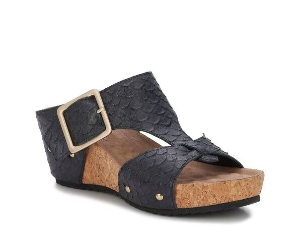 ロスハンマーソン レディース シューズ サンダル Ros Hommerson Thea Wedge Sandal Black Snake Print Leather ブラック