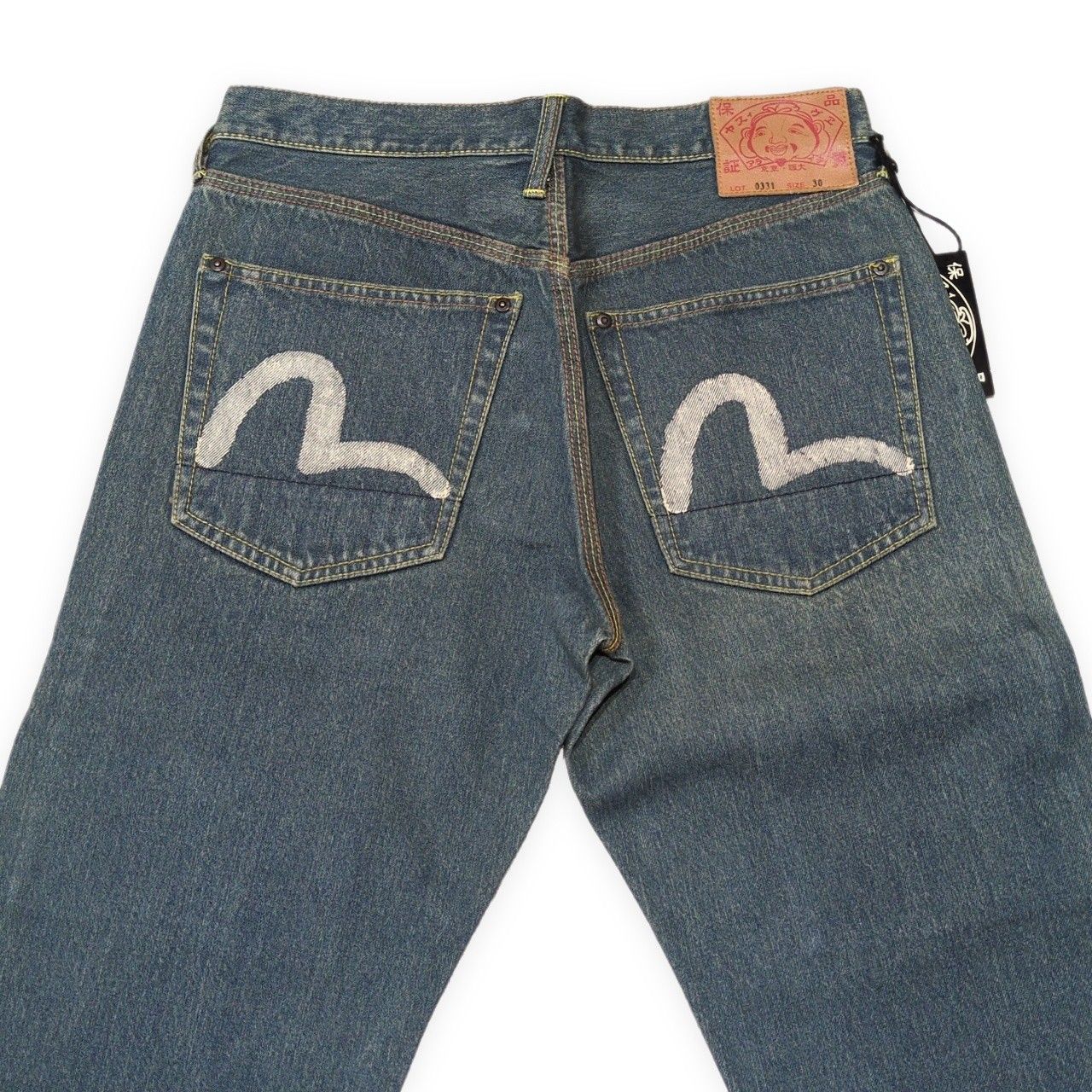 EVISU エヴィス Lot.0331 イエローペイント バックポケット白カモメ デニムジーンズ パンツ メンズ W30 美品 EVISU エヴィス Lot.0331 イエローペイント バックポケット白カモメ