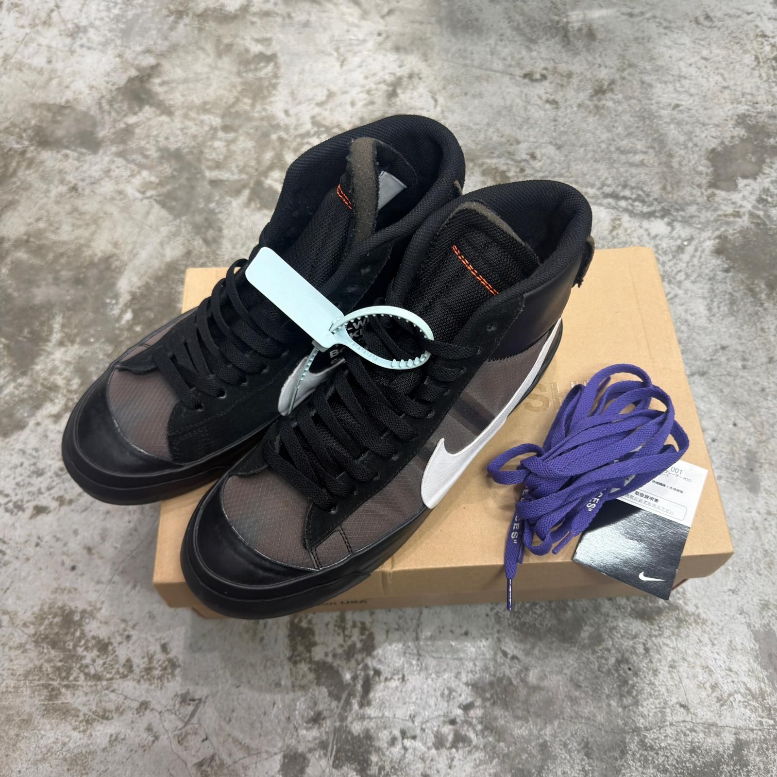 国内正規 NIKE  × OFF-WHITE Blazer Studio Mid ブレザー スニーカー ナイキ  × オフホワイト AA3832-00 ブラック 27 27cm （19854M） 国内正規 NIKE × OFF-WHITE Blazer Studio Mid ブレザー スニーカー