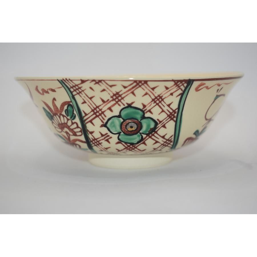茶道具 抹茶茶碗 赤絵 鳥草花紋 平茶碗 隆山 作 t 紙箱 茶道 tz18-073