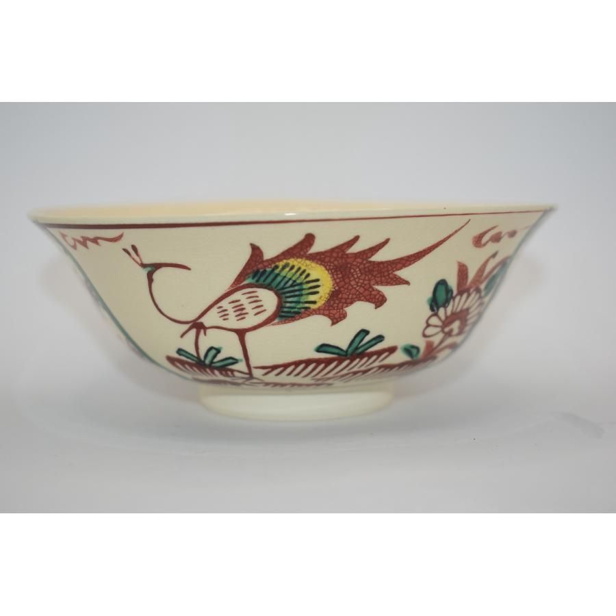 茶道具 抹茶茶碗 赤絵 鳥草花紋 平茶碗 隆山 作 t 紙箱 茶道 tz18-073