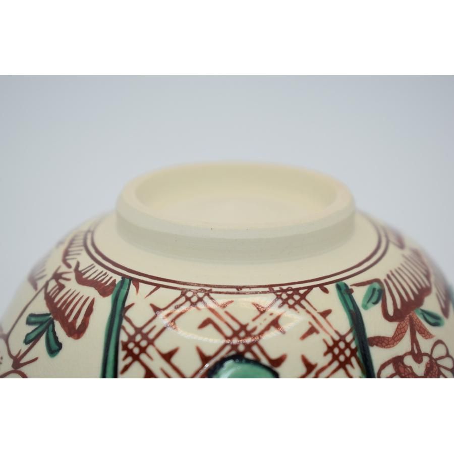 茶道具 抹茶茶碗 赤絵 鳥草花紋 平茶碗 隆山 作 t 紙箱 茶道 tz18-073