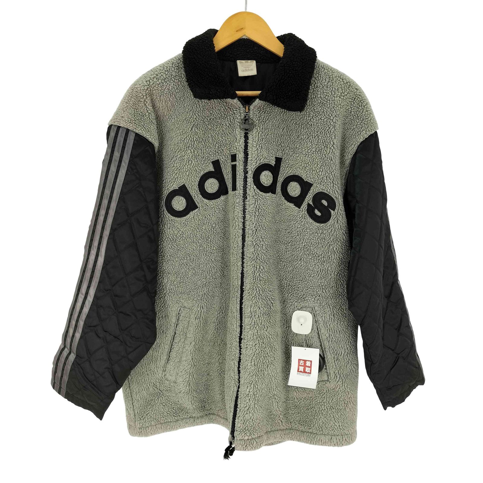 アディダス adidas デサント製 袖キルティング切替 フリースジャケット メンズ M-L