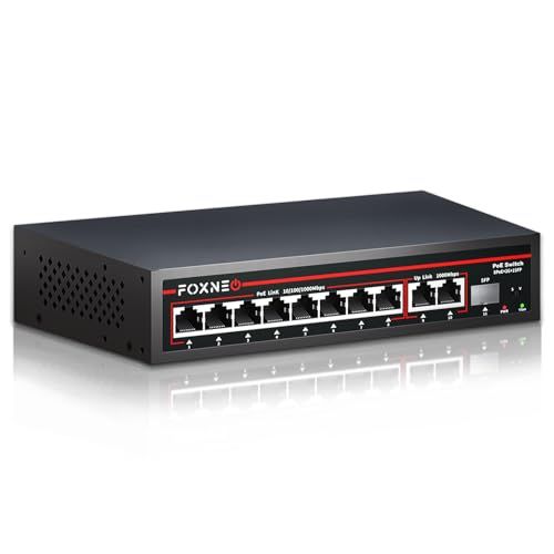 PoEスイッチングハブ 11ポート（給電8ポート / アップリンク3ポート）ギガビット対応 IEEE802.3af/at 最大30W 防犯カメラ・WiFi AP対応 LANハブ 金属筐体 静音設計 プラグ＆プレイ★m