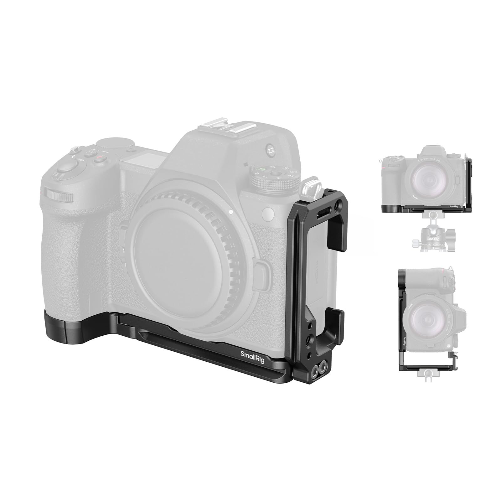 SmallRig Z 6III用 L字型プレート Nikonに対応 Arca-Swiss用Lブラケット、1/4インチ-20ネジ穴、QDソケット、コールドシューマウント、水平および垂直撮影をサポート 4523t