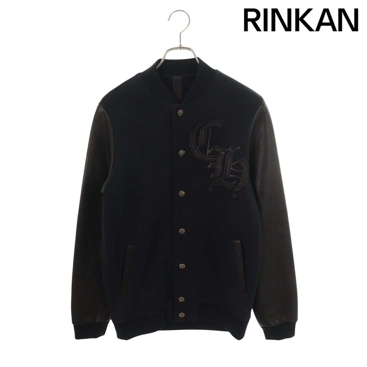 クロムハーツ JKT GRP NOT BOMBER CHワッペンレザー切り替えスタジャンブルゾン メンズ S