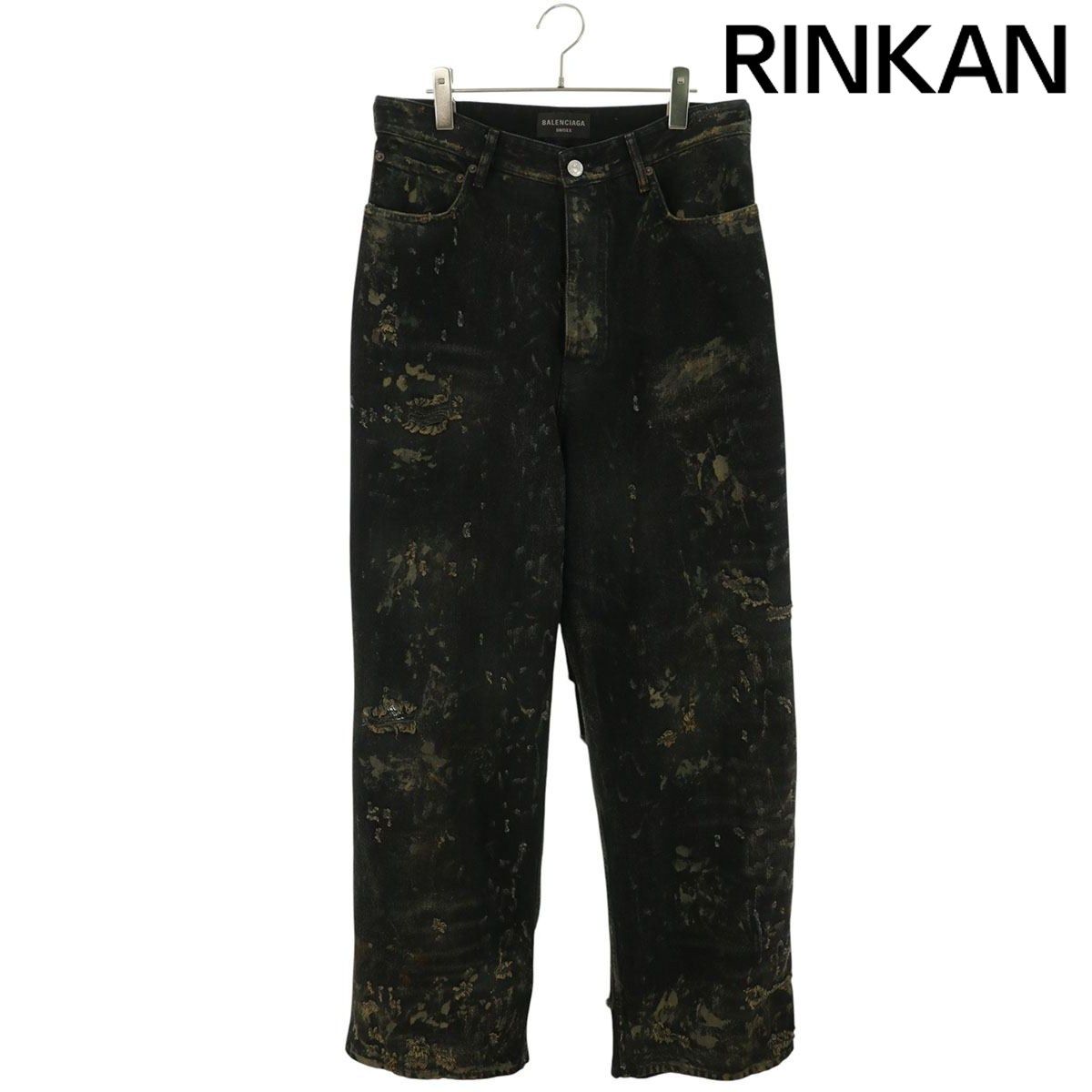 バレンシアガ 23SS 745248 TBP47 デストロイ加工バギーデニムパンツ メンズ XS