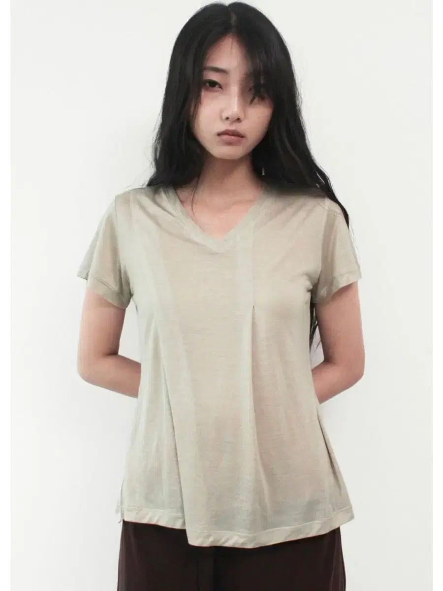 CACELE テンセル プリーツ Tシャツ(サンド) 7,260円