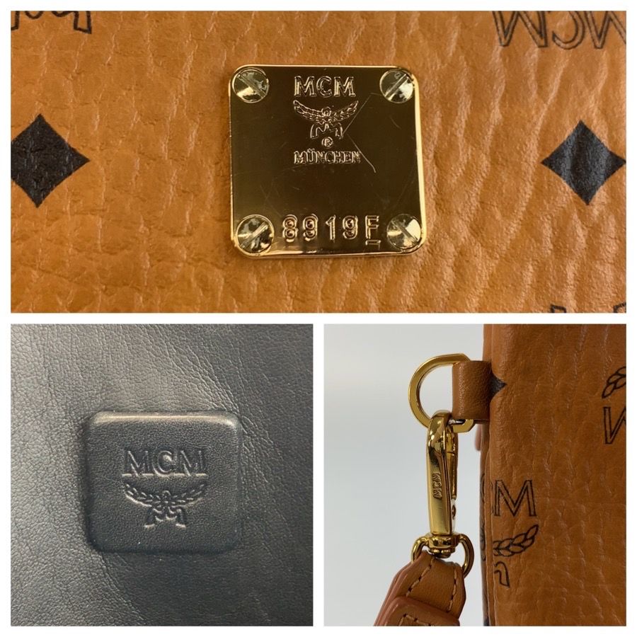 美品 MCM エム シー エム ヴィセトス ブラウン ゴールド金具 レザー