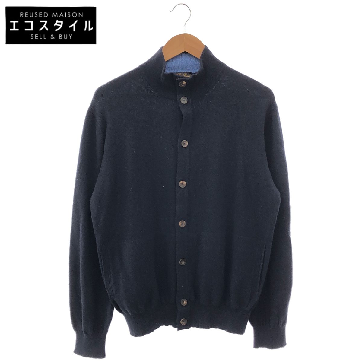 Loro Piana ロロピアーナ ネイビー カシミヤ100 スタンドカラー