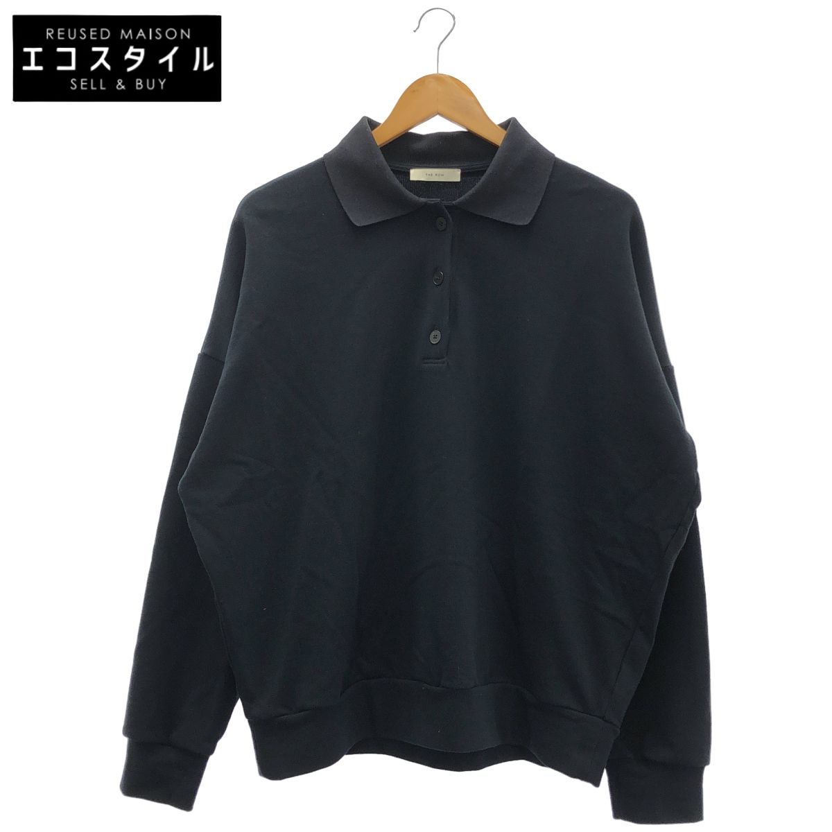 THE ROW　ザ ロウ　5748-K290 ブラック CORZAS TOP オーバーサイズプルオーバーポロシャツ　S