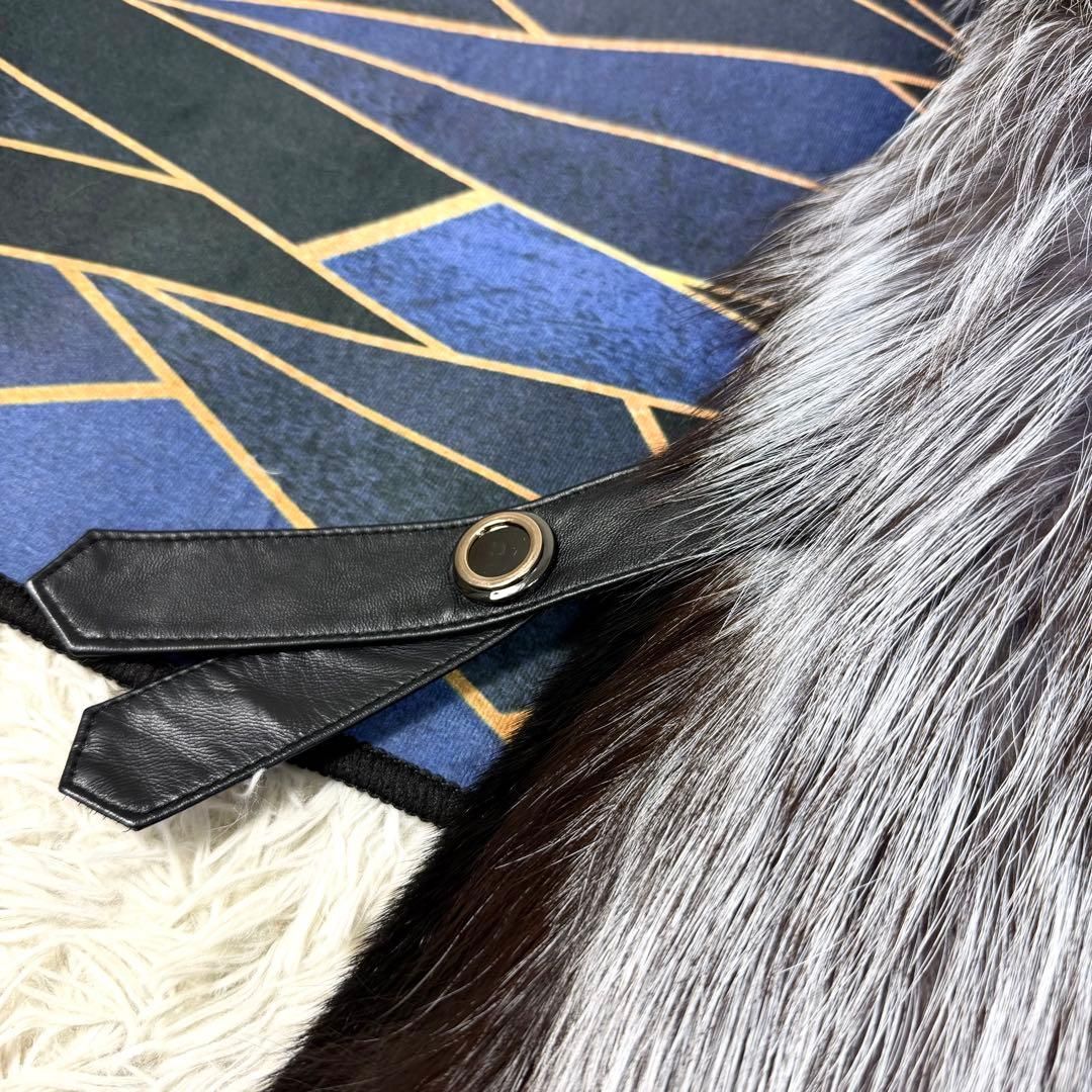 新品未使用 SAGA FURS ミンク&シルバーフォックス ベスト ジレ レザー