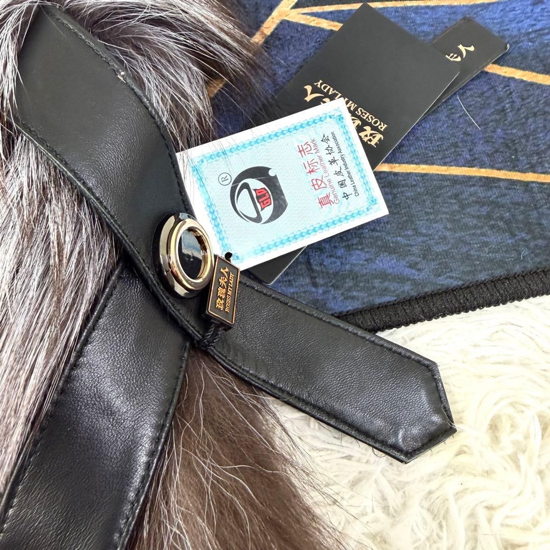 新品未使用 SAGA FURS ミンク&シルバーフォックス ベスト ジレ レザー 