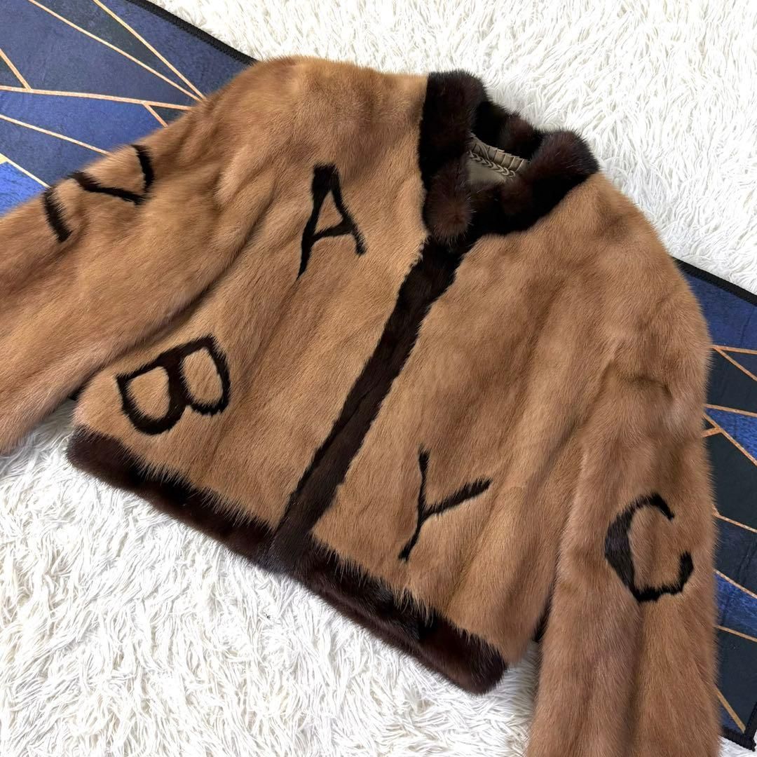 SAGA デミバフミンクコート　毛皮　ファー　アルファベット　ショート丈