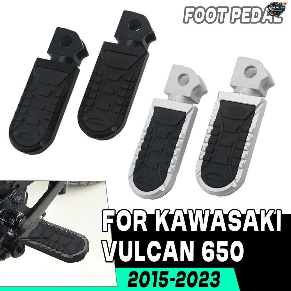 カワサキ バルカン650用 新型 CNC 360°回転式滑り止めライダーワイドフットペグ/フットレスト フロントドライバーフットペグ