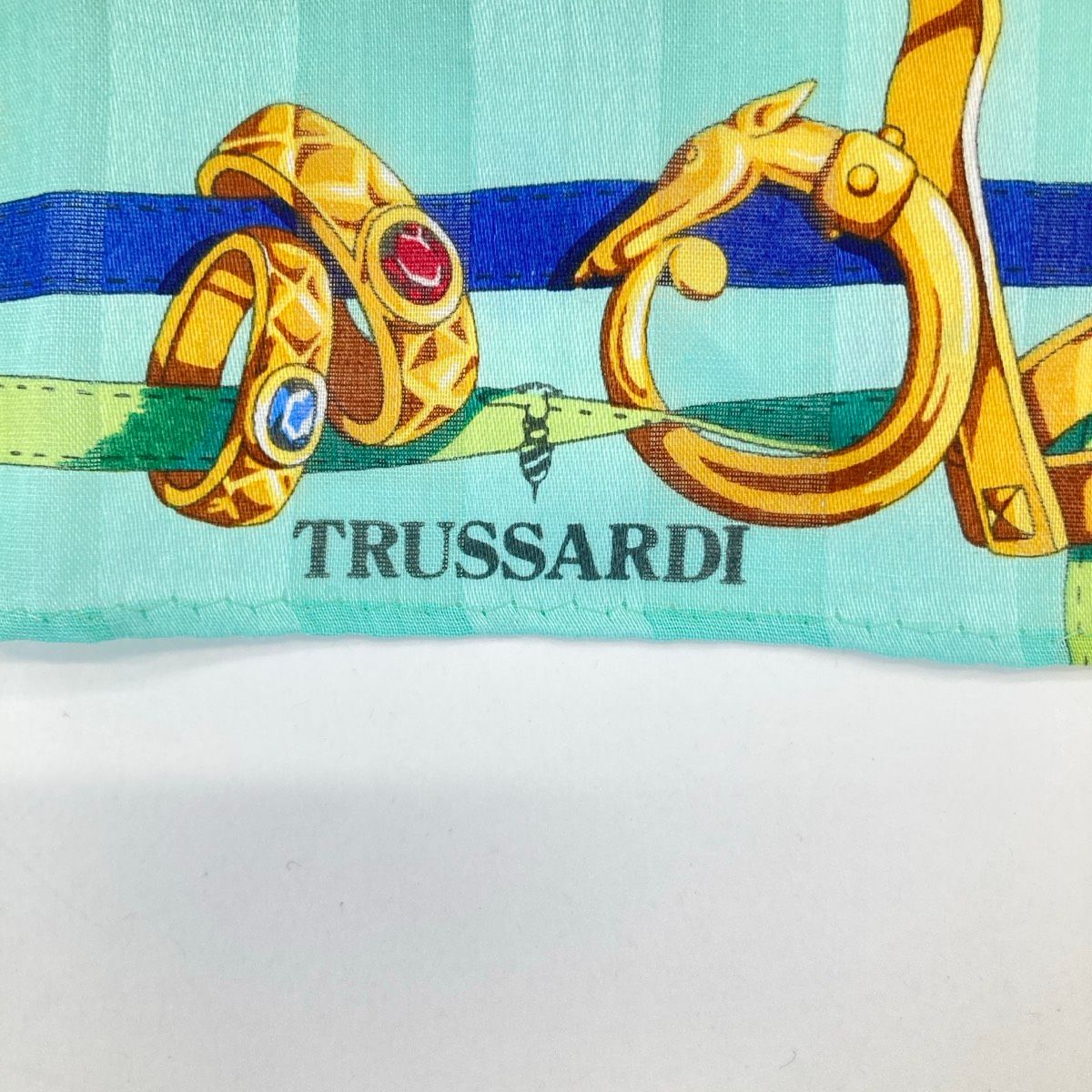 美品 TRUSSARDI/トラサルディ スカーフ ミントグリーン/水色系 リング