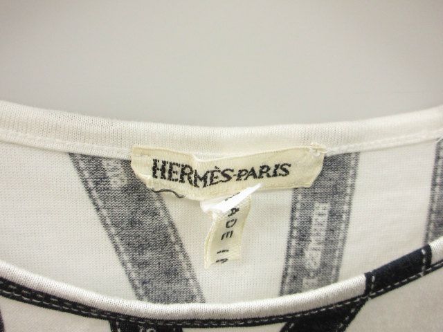 エルメス HERMES ボルデュック プリント Tシャツ XS 半袖 ホワイト 白