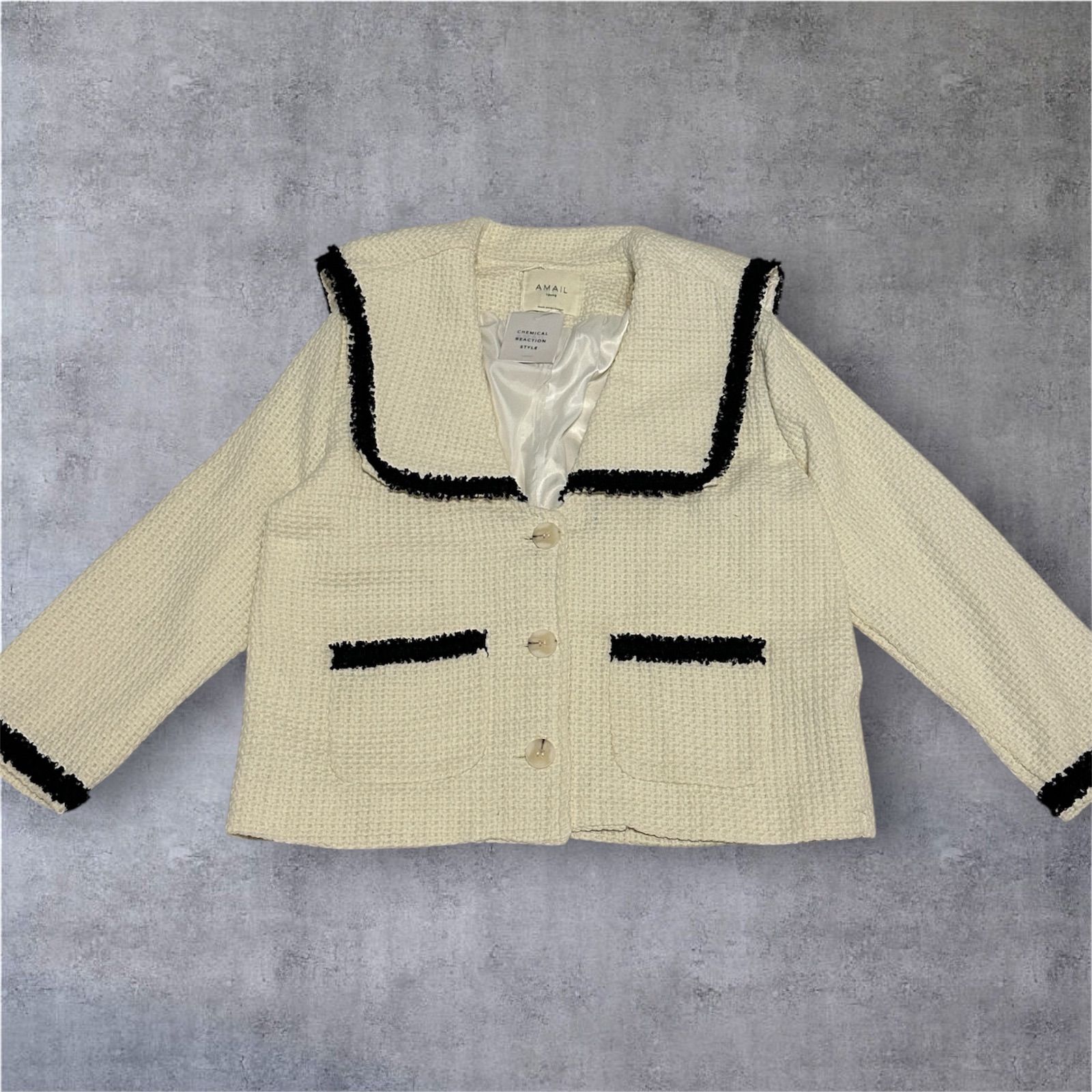 新品タグ付き】AMAIL TOKYO Tweed big collar コート ツイード