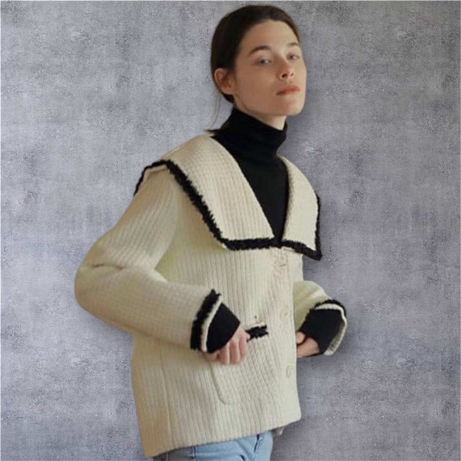 AMAIL - AMAIL Tweed big collar コート 新品タグ付き】AMAIL TOKYO Tweed big collar コート ツイード