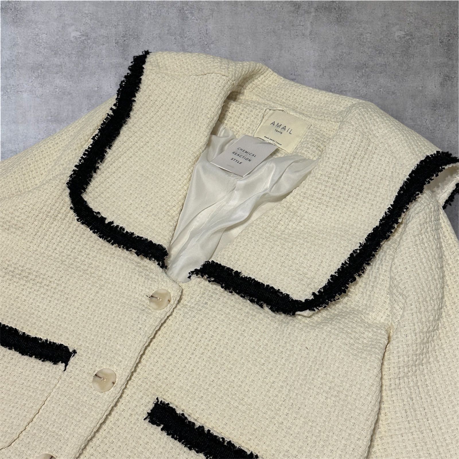新品タグ付き】AMAIL TOKYO Tweed big collar コート ツイード