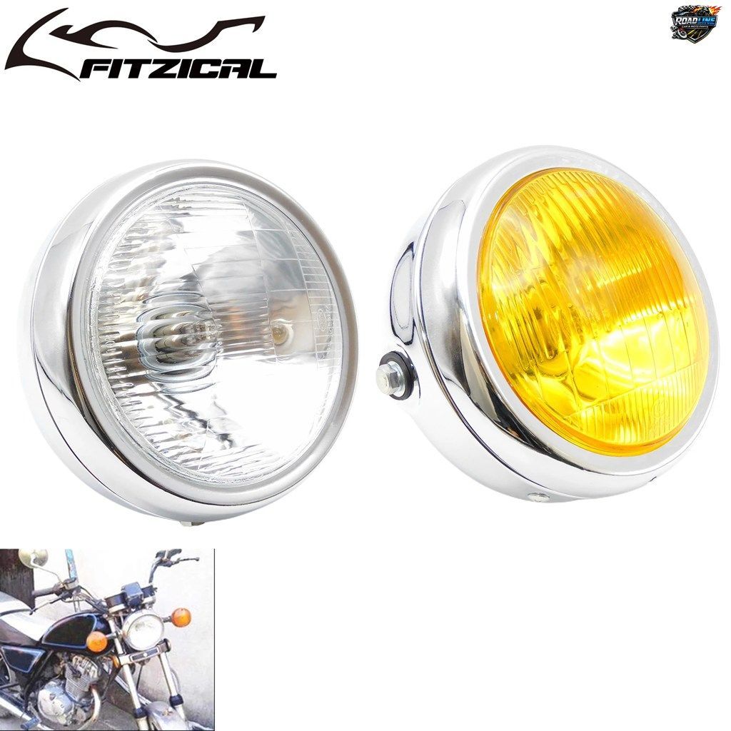 5.75インチ オートバイ用クロームヘッドライト 35W ハロゲン フロントヘッドランプ CG125、GN125、ヤマハ、スズキ カフェレーサー カスタム