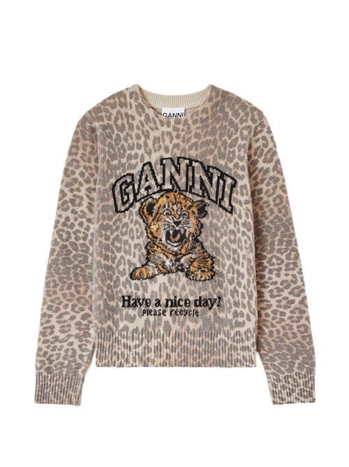 GANNI ウールクルーネックセーター 送料無料