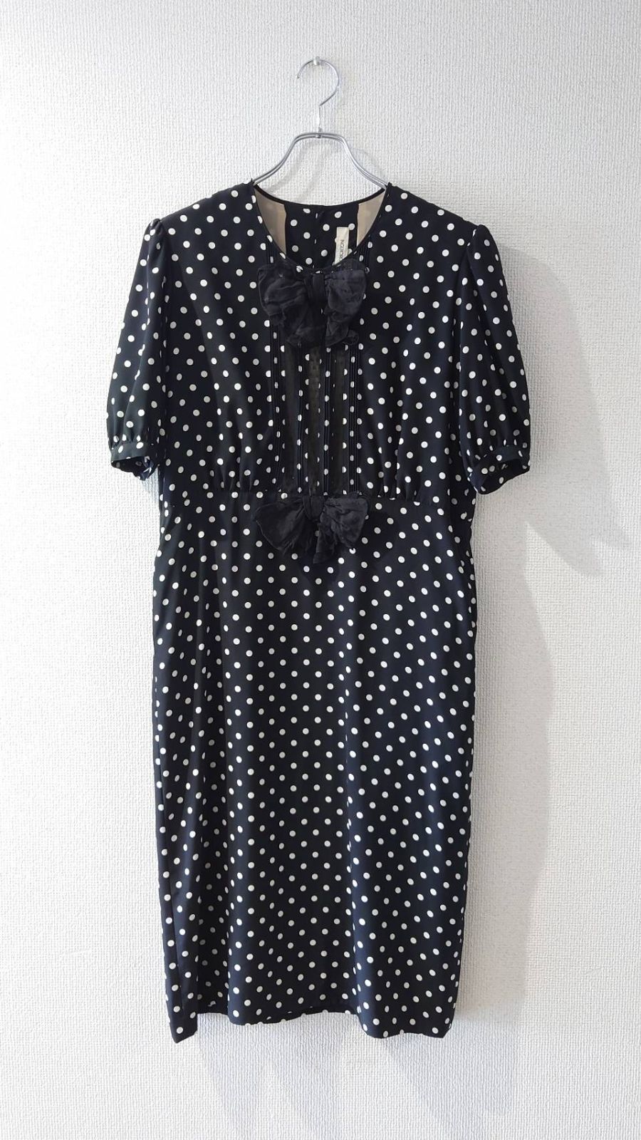 80-90’s INGEBORG Short-sleeve polka dot dress Size:9