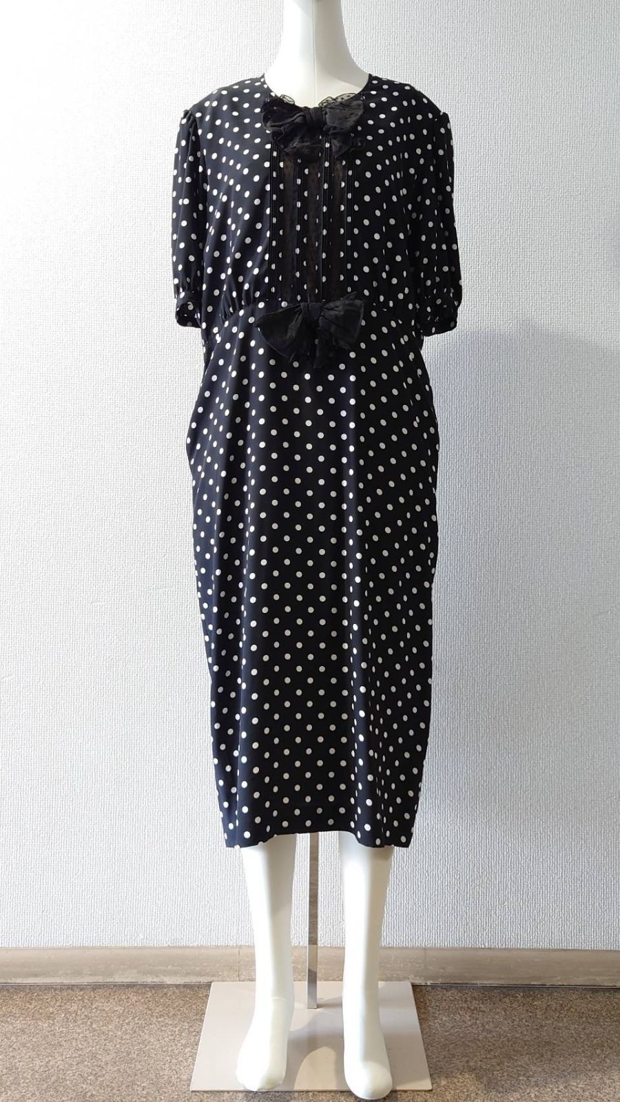 80-90's INGEBORG Short-sleeve polka dot dress Size:9 - メルカリ