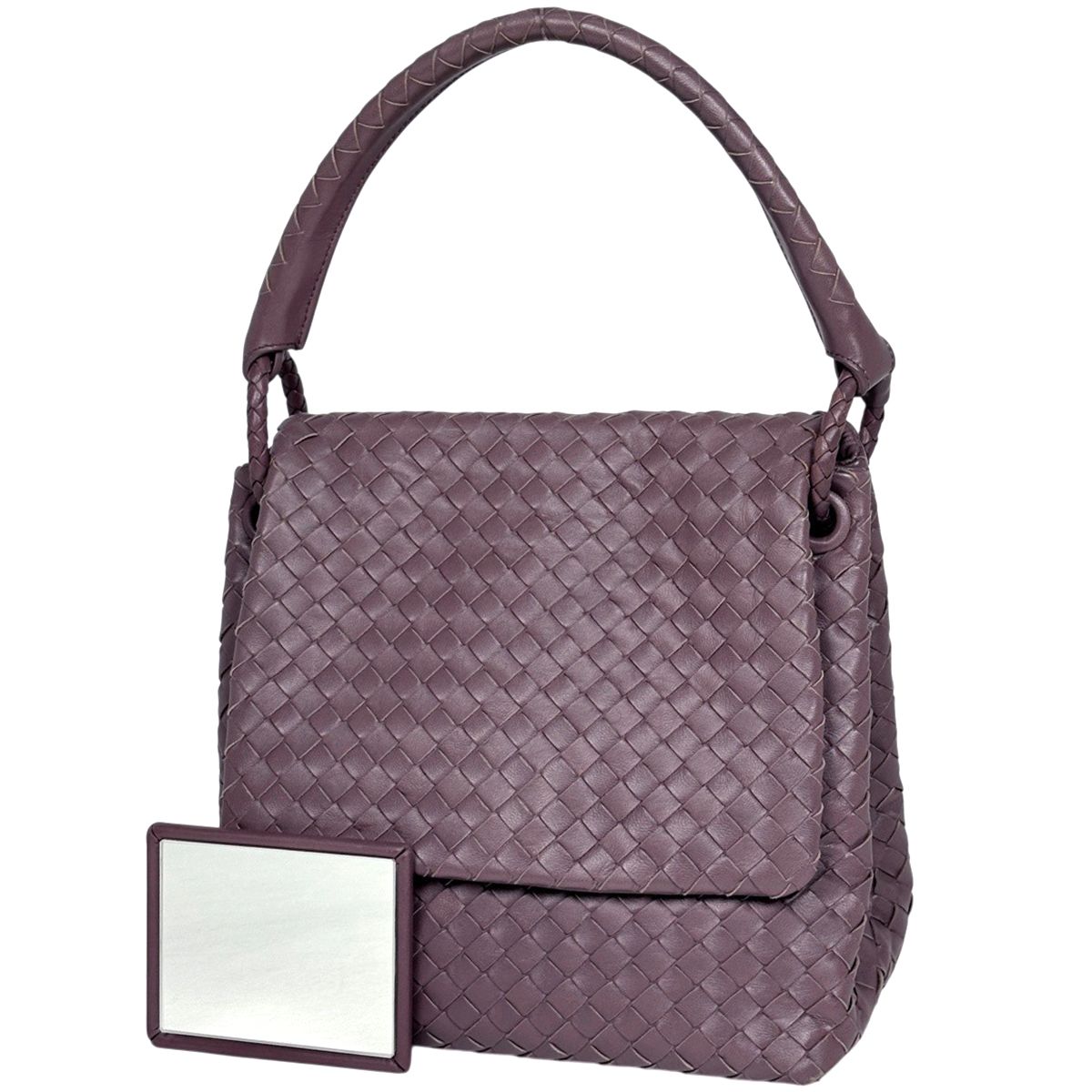 ボッテガヴェネタ BOTTEGAVENETA イントレチャート ハンドバッグ レザー パープル 222328 レディース 【中古】