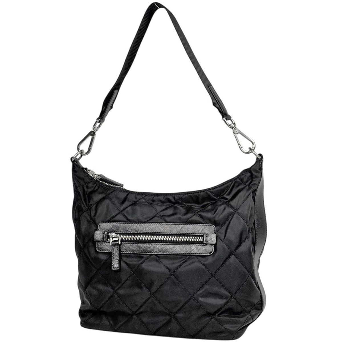 プラダ PRADA ロゴプレート ショルダーバッグ ナイロン ネロ(ブラック) BR2215 レディース 【中古】
