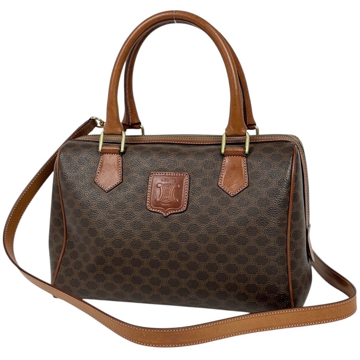 セリーヌ CELINE マカダム柄 ハンドバッグ 2WAY コーティングキャンバス ブラウン レディース 【中古】