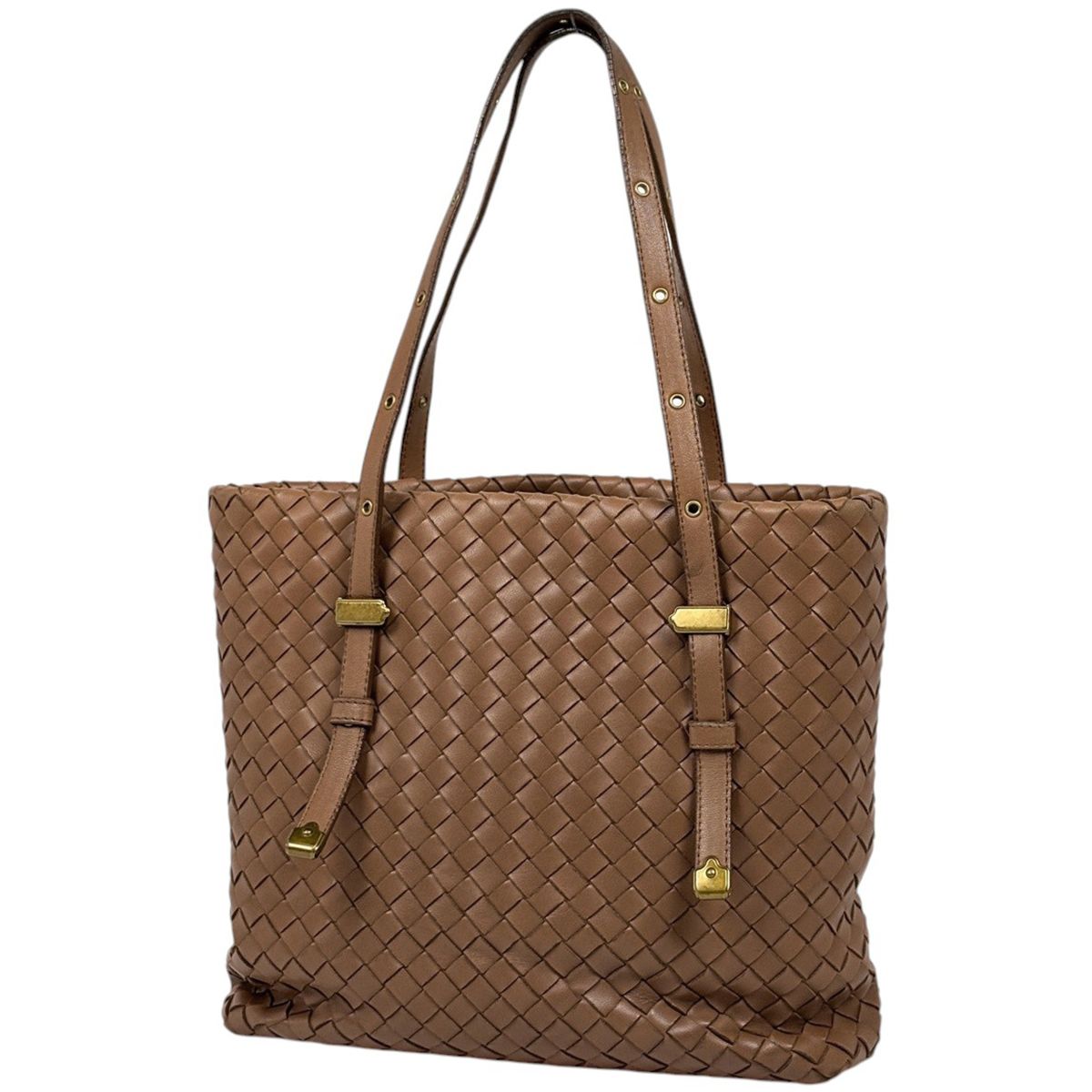 ボッテガヴェネタ BOTTEGAVENETA イントレチャート トートバッグ レザー ブラウン 162937 レディース 【中古】