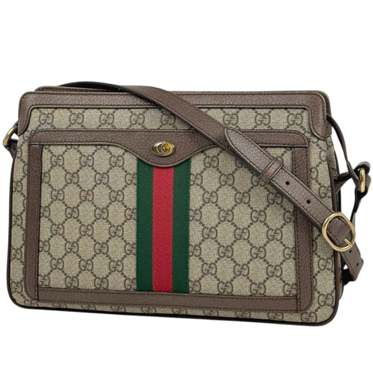 グッチ GUCCI ショルダーバッグ ミディアム GGスプリーム コーティングキャンバス ブラウン 523354 レディース 【中古】