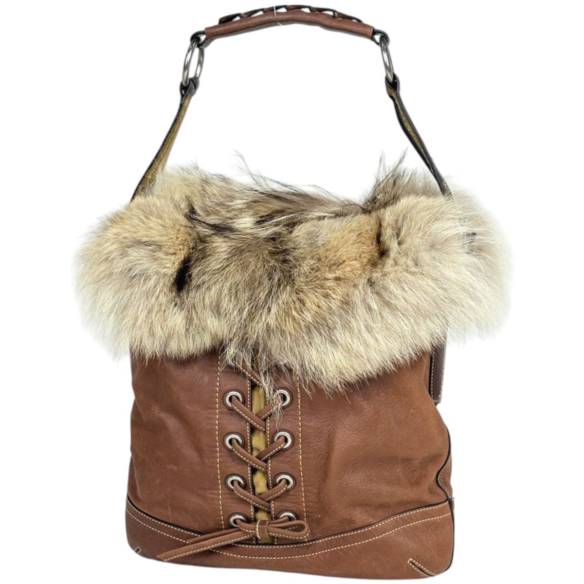 コーチ COACH ショルダーバッグ ファー ブラウン 1426 レディース 【中古】