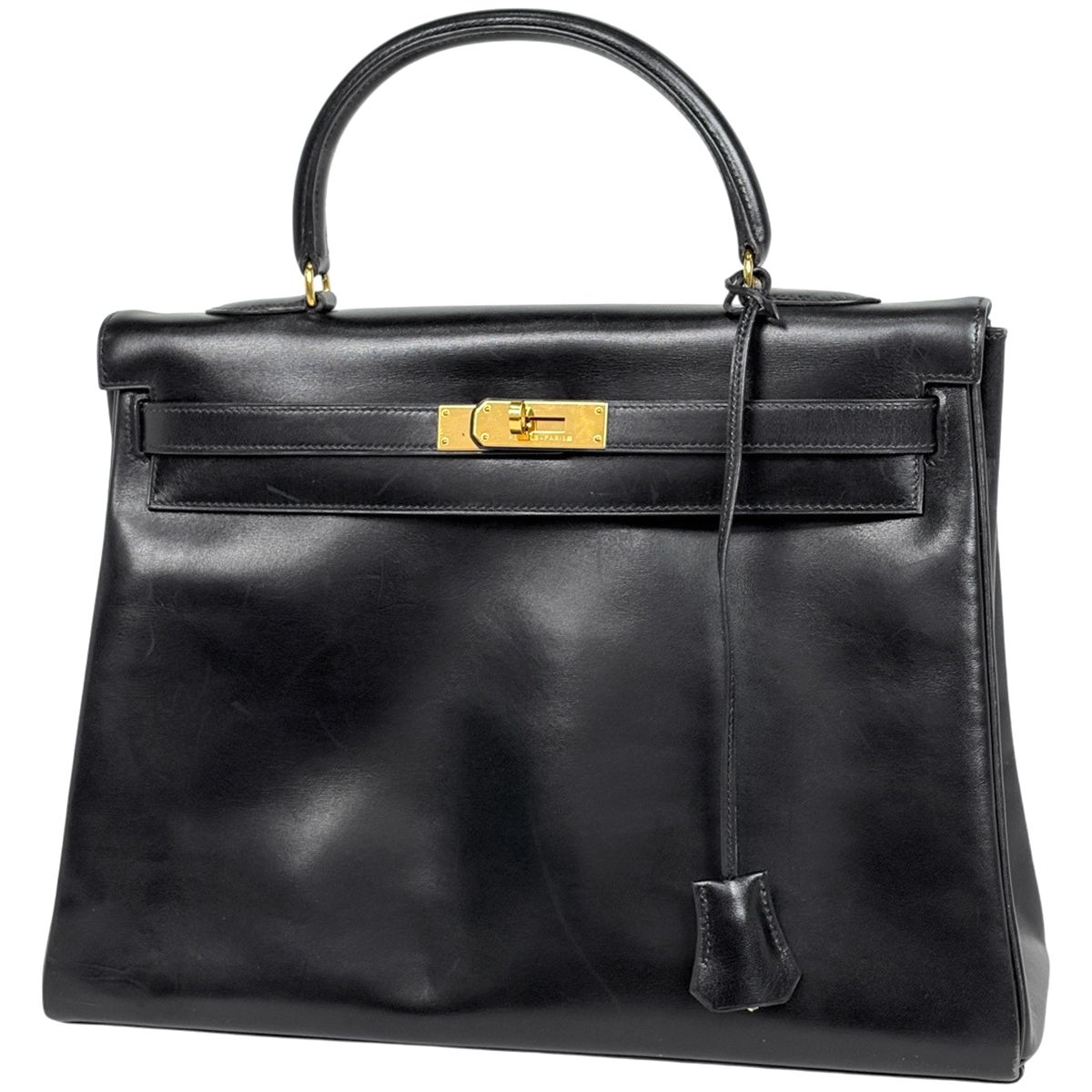 エルメス HERMES ケリー35 内縫い 2WAY ショルダーバッグ ハンドバッグ ボックスカーフ ブラック 〇Y レディース 【中古】