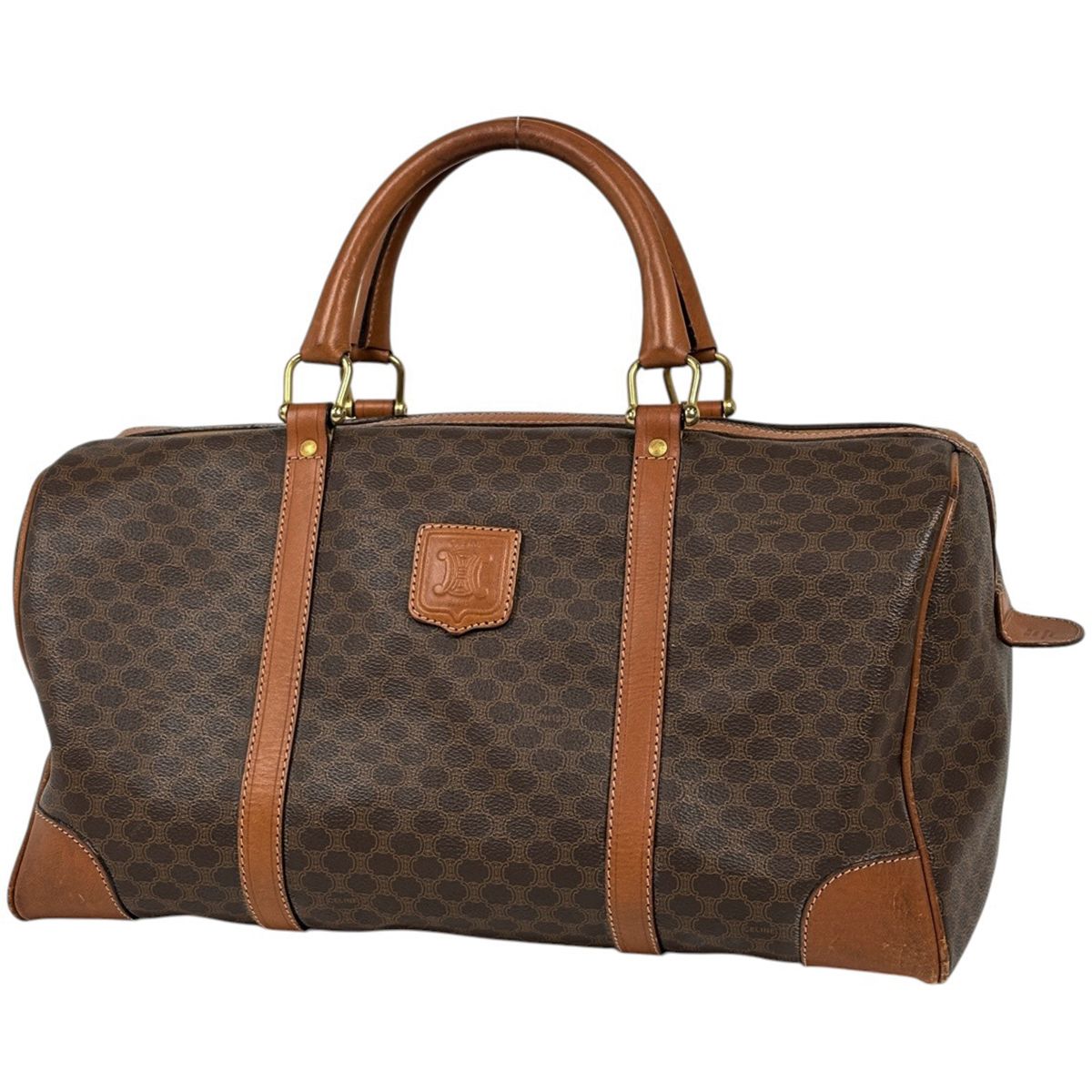 セリーヌ CELINE マカダム柄 ハンドバッグ ミニボストン コーティングキャンバス ブラウン レディース 【中古】