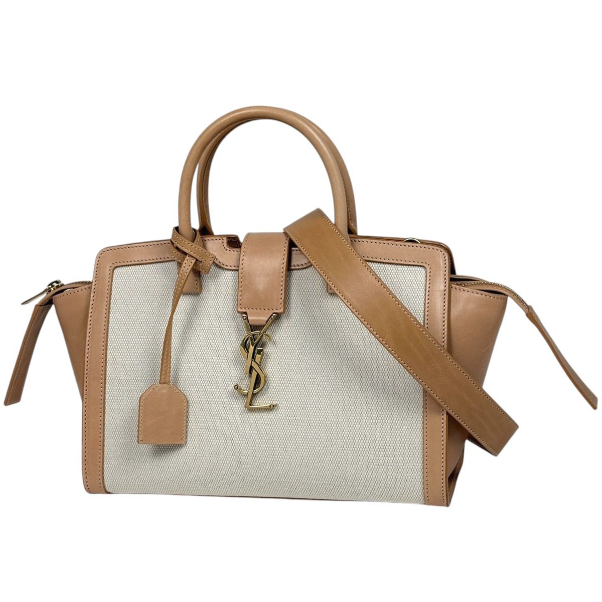 サンローランパリ SAINT LAURENT PARIS ダウンタウン ベイビー ハンドバッグ 2WAY レザー ベージュ ナチュラル 635346 レディース 【中古】