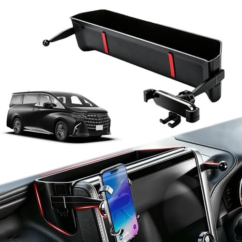 車種専用品 トヨタ アルファード ヴェルファイア (40系)専用 ダッシュボードトレイ& スマホホルダー メタルリング付属 収納 ラバー素材で傷やカタカタ音にも安心 専用設計でピッタリフィット (ブラック, ヴェルファイア (40系)専用)ts