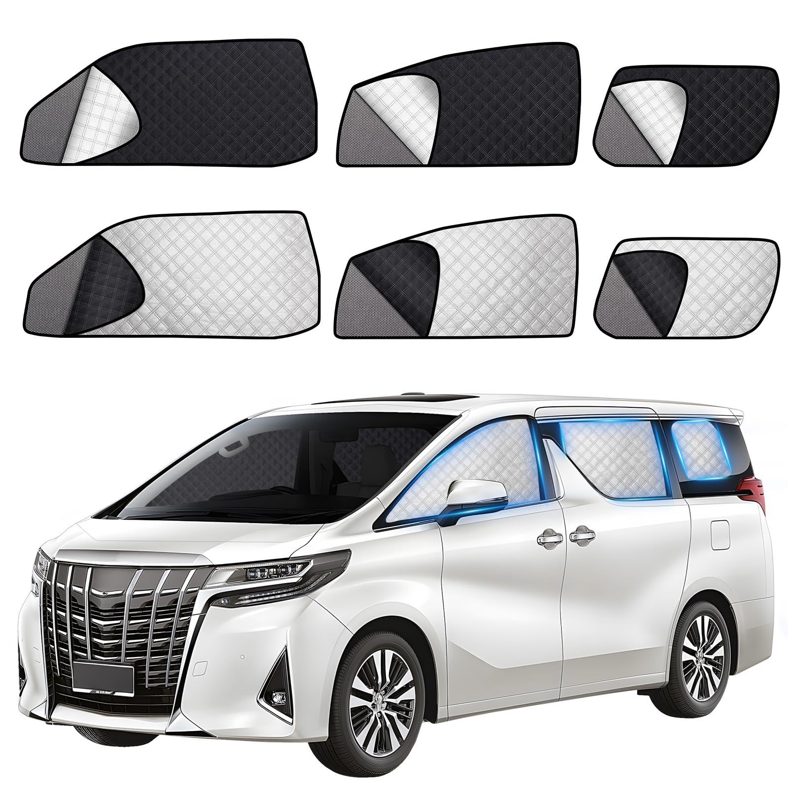 ZATOOTO トヨタ アルフア-ド ヴエルフアイア 30系 車種専用 サンシェード メッシュカーテン マグネット式 2層タイプ 遮光 虫除け 目隠し 日除け サイド 車中泊 換気 2Way 車用 車種専用設計 折り畳み式 アクセサリー 6枚セット SCWts