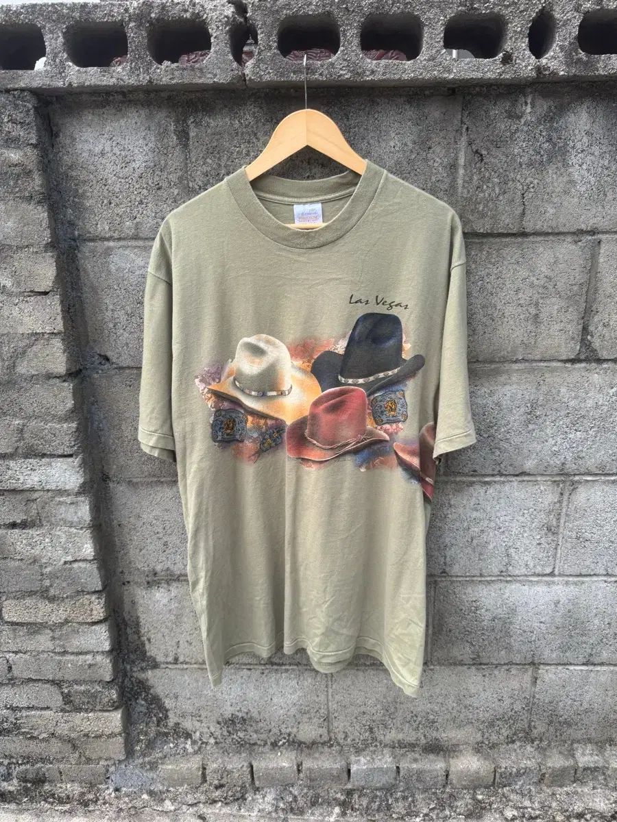 90s hazelwoods ヴィンテージ FEDORA(フェドラ) プリンティング ウェスタン 半袖 Tシャツ