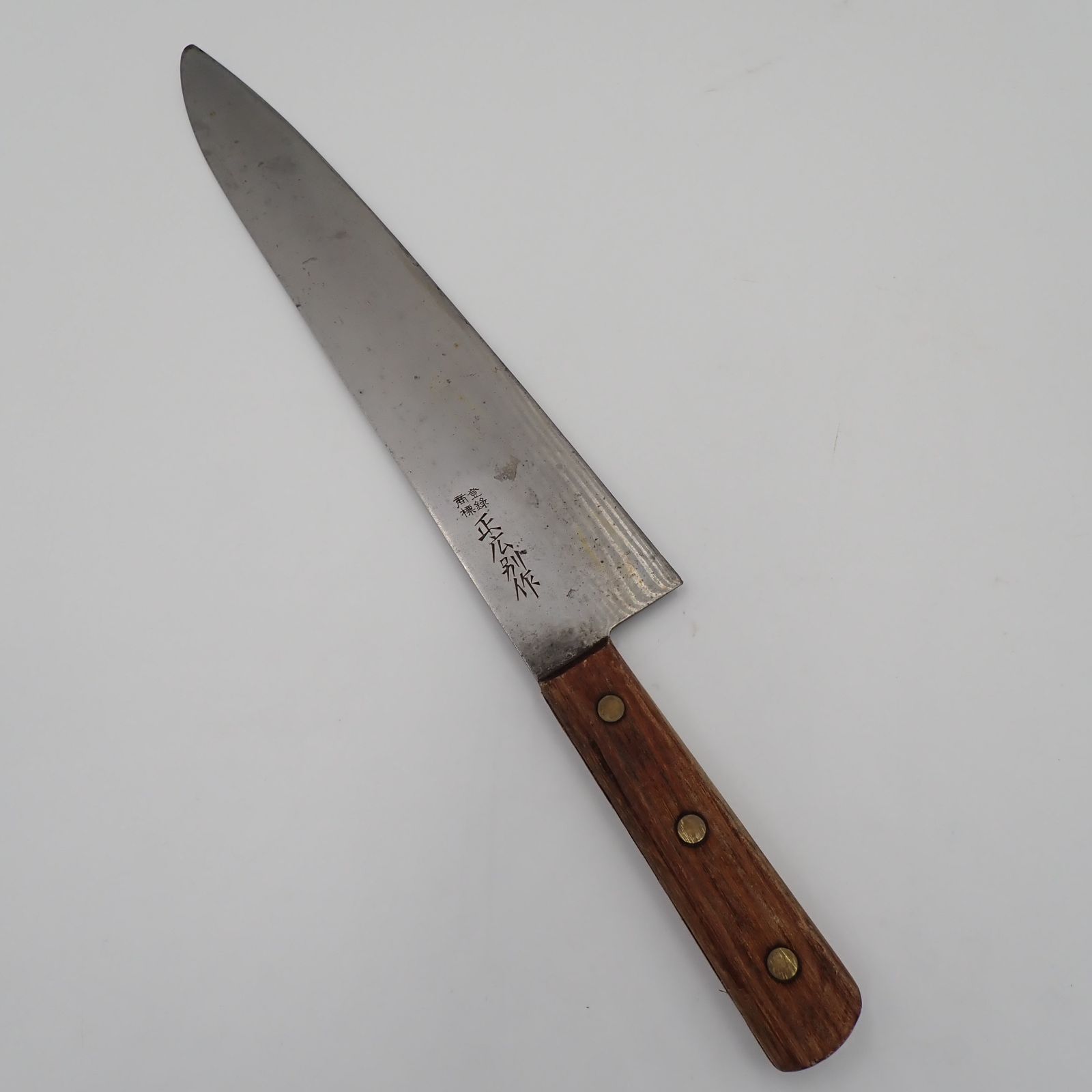 正広別作 牛刀 包丁 全長41.5cm 刃長29cm 重量232.4g 木製ハンドル